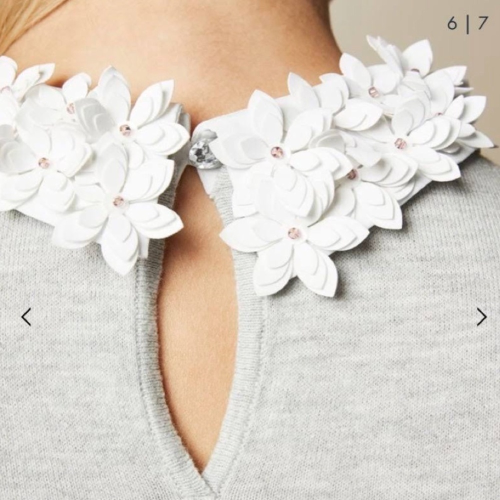 Ted Baker Nansea Floral Collar Mockable Grey Sweater - Picture 7 of 12